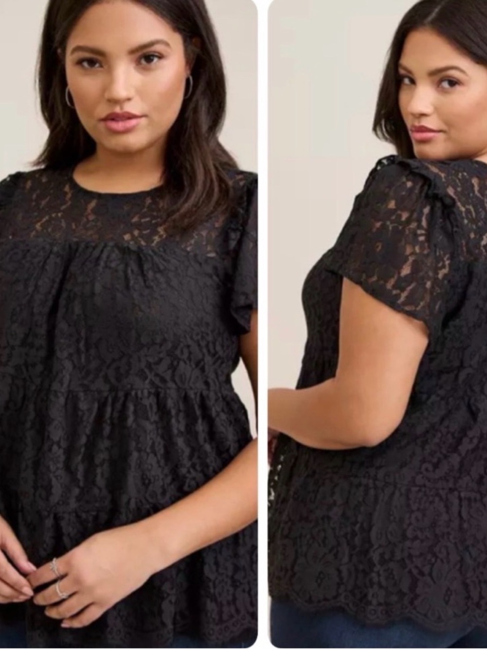 torrid Black Lace Short Sleeve Blouse